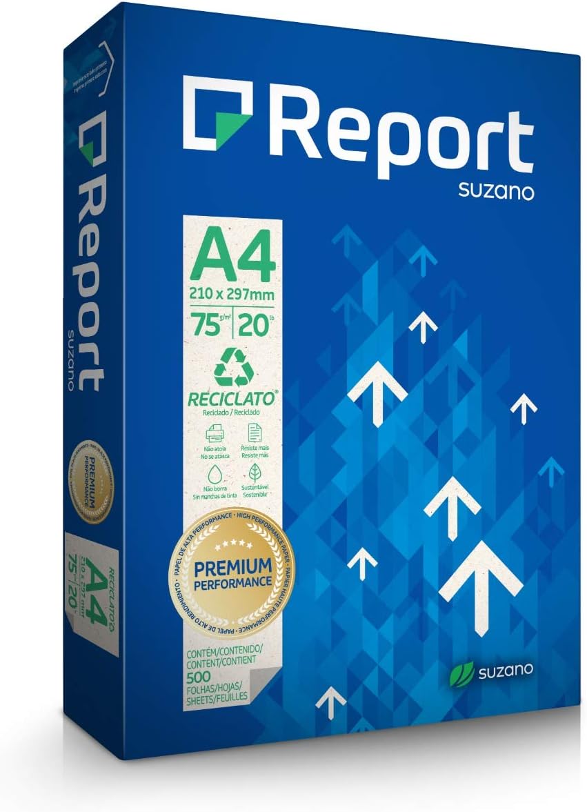 Papel Sulfite Reciclado A4 Report 500 Folhas 210mm x 297mm 75g/m² Unitário