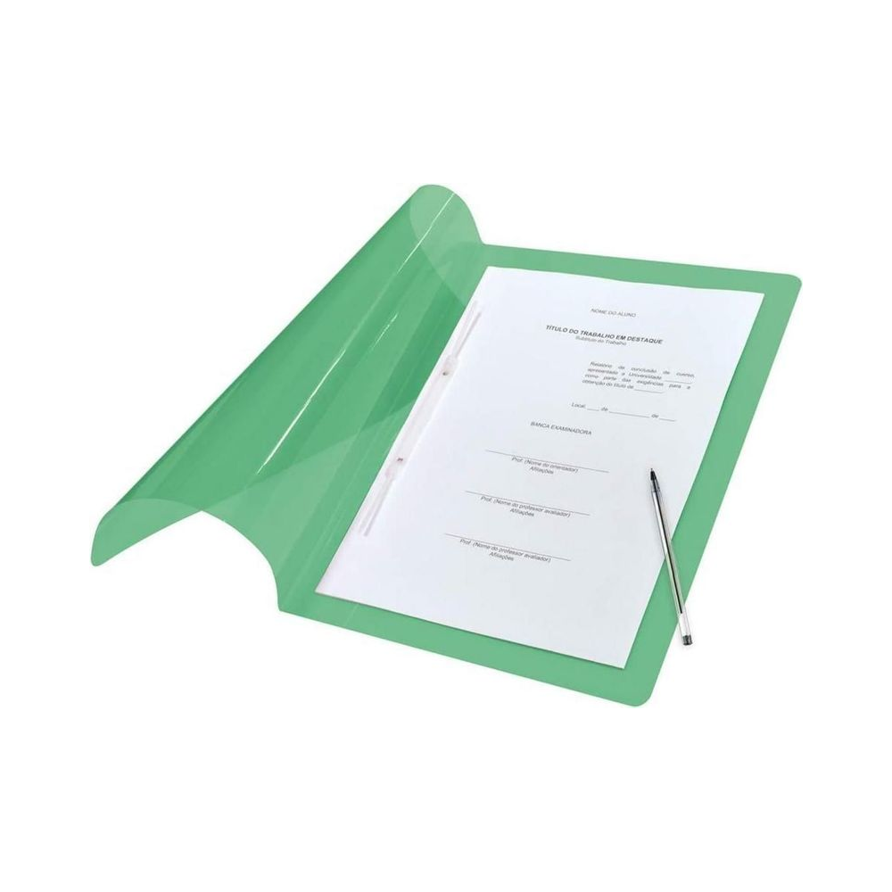 Pasta Grampo Trilho Polipropileno Of&iacute;cio DAC Verde