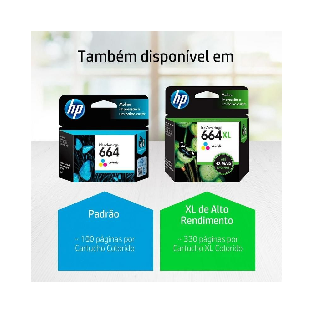 Cartucho Ink Advantage 664 HP Colorido 2ml