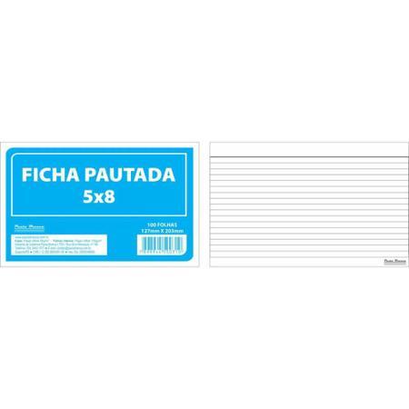 Ficha Pautada 5x8 20.3 x 12.7 cm 100 Folhas-Pauta Branca