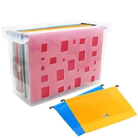 Caixa Arquivo com 6 pastas suspensas coloridas Dello 440mm x 180mm x 270mm Cristal Unitário