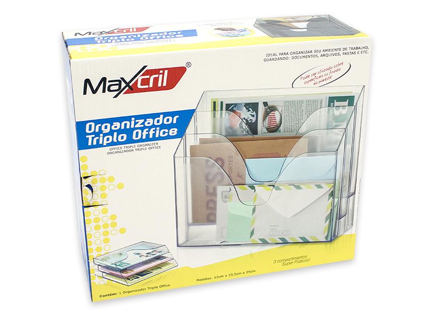 Organizador Triplo Office Maxcril Cristal 12cm x 33.5m x 29cm