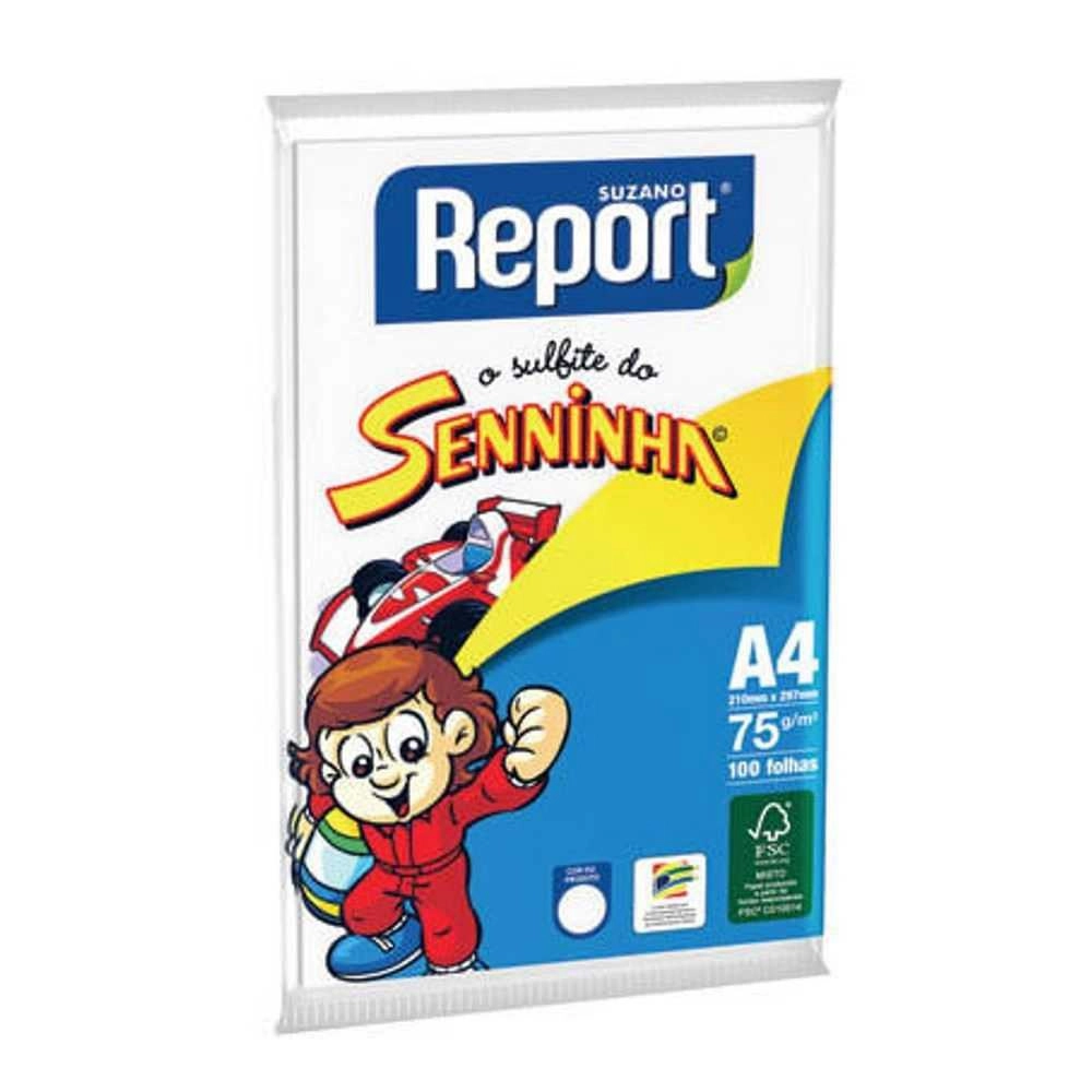 Papel Sulfite A4 Report Senninha Branco 100 folhas 210mm x 297mm 75g/m²