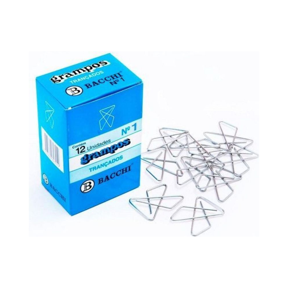 Grampos Tran&ccedil;ados N&ordm; 1 Bacchi Caixa com 12 Unidades