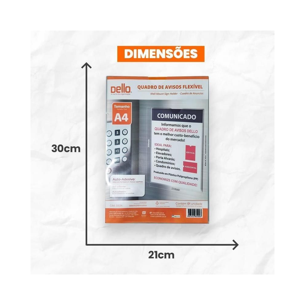 Quadro de Avisos Flex&iacute;vel A4 Auto-Adesivo Dello