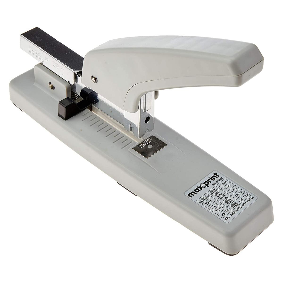 Grampeador Met&aacute;lico A&ccedil;o Carbono Maxprint 100 Folhas Branco