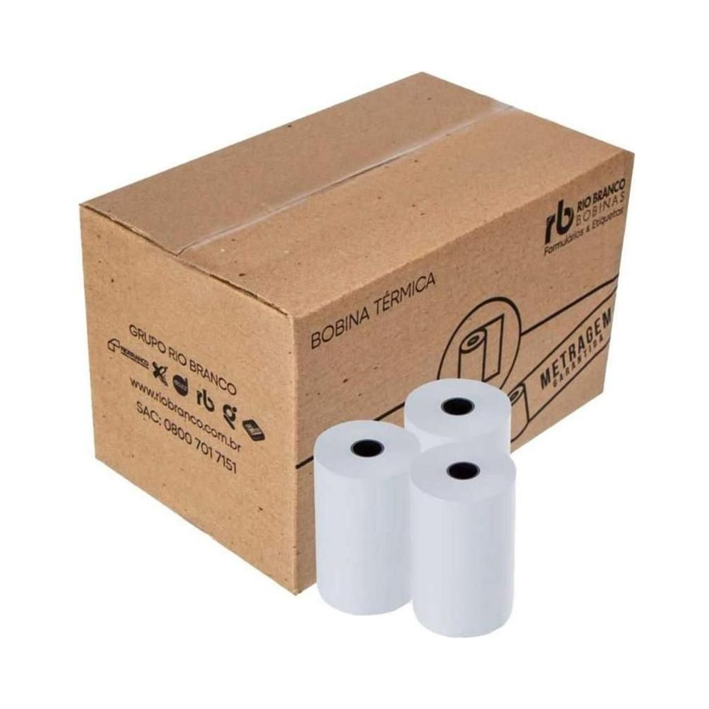 Bobina T&eacute;rmica 80mm x 80m 48g Rio Branco Caixa com 16 unidades