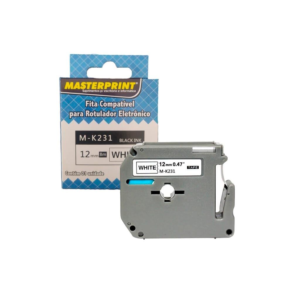 Fita Compatível para Rotulador Eletrônico M-K231 Masterprint Preto 12mm x 8m
