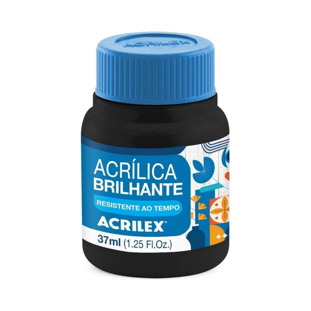 Tinta acr&iacute;lica 37ml brilhante preto 520 Acrilex