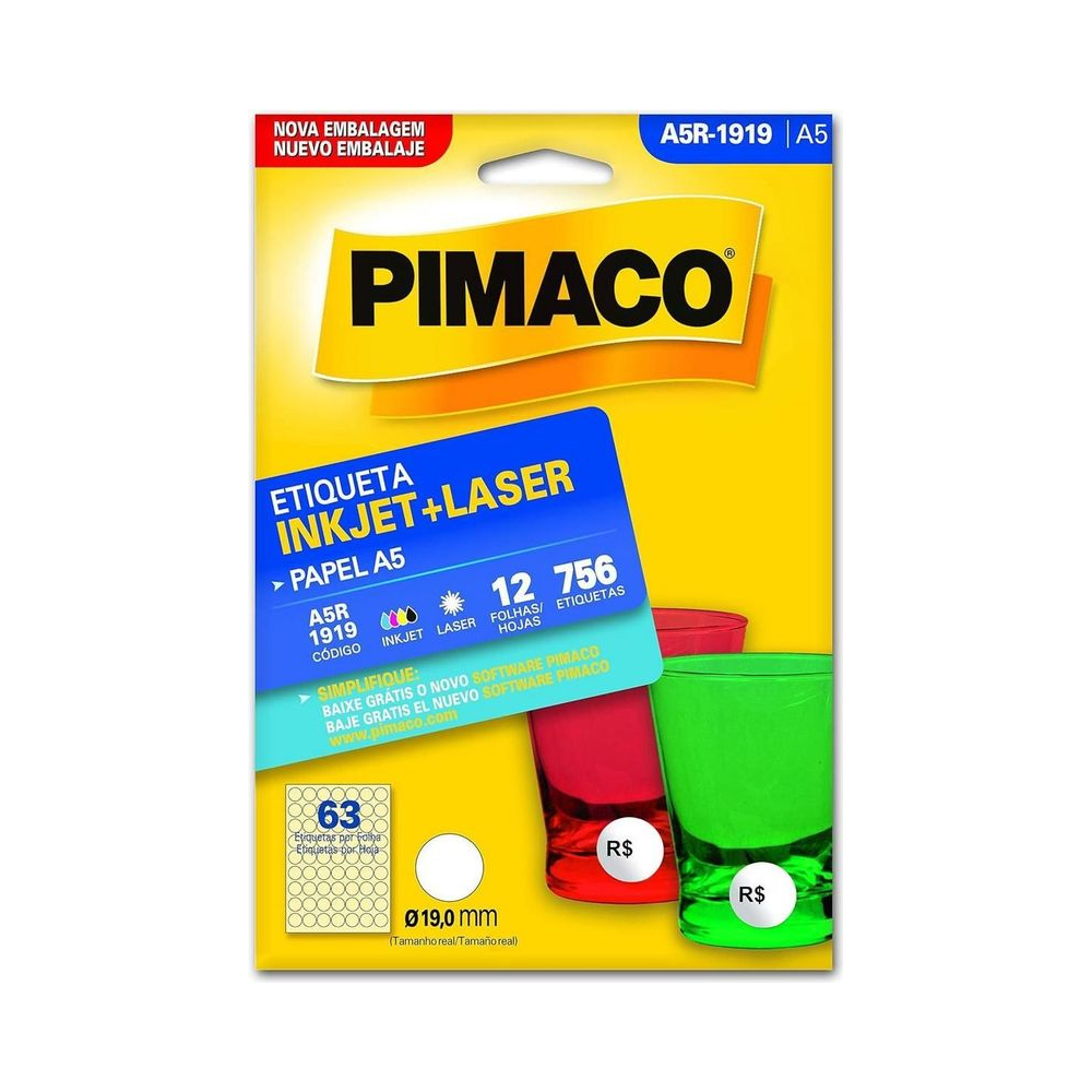 Etiqueta Papel 19mm Pimaco Redonda Branca