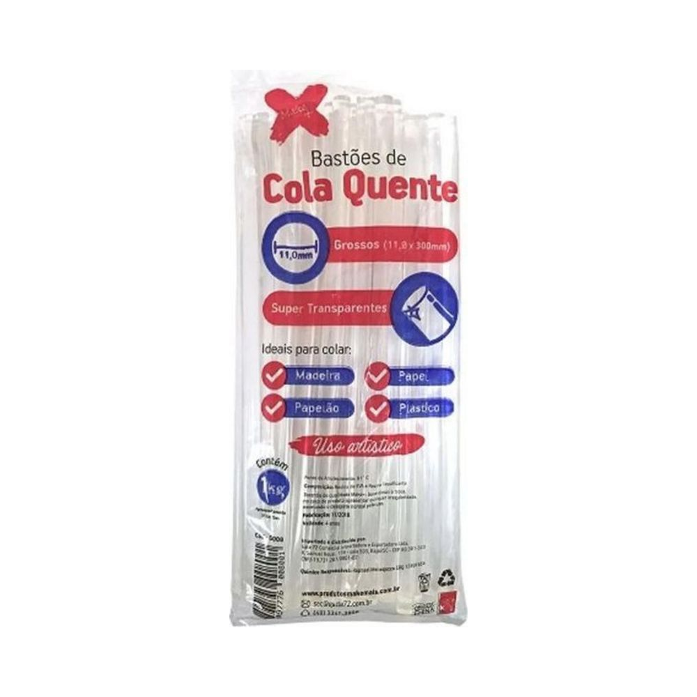 Cola Quente Refil Grosso 11mm x 30cm 1kg Transparente