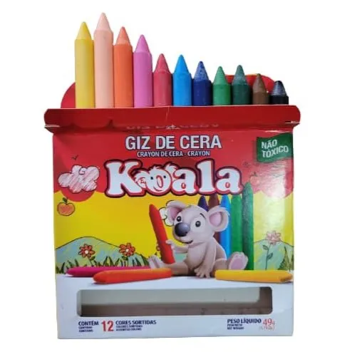 Giz de Cera Jumbo 12 Cores Koala Delta Orgânico Atóxico | SupriJá