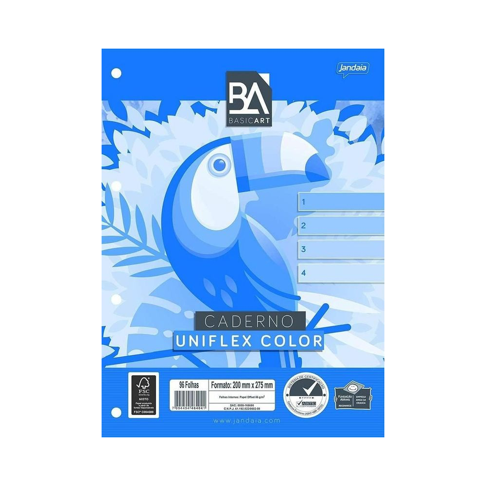 Bloco de Fich&aacute;rio Papel 96 Folhas Jandaia Colorido