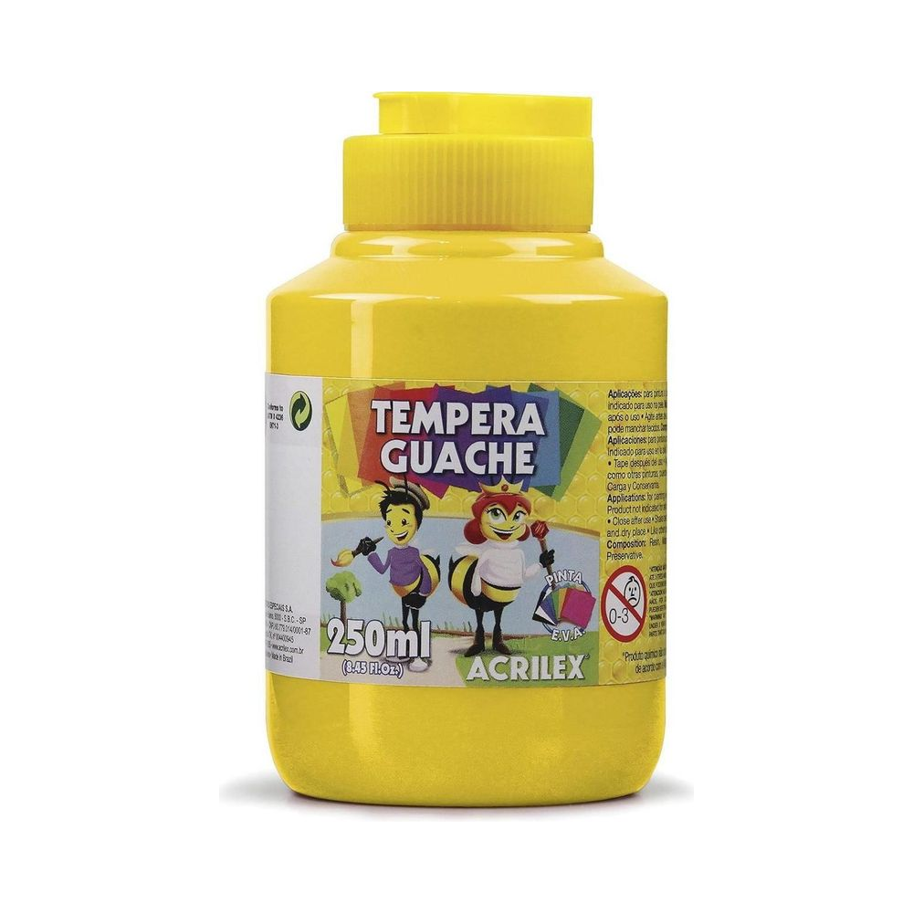 Tinta Tempera Guache Acrilex Amarelo Ouro 250ml Unit&aacute;rio