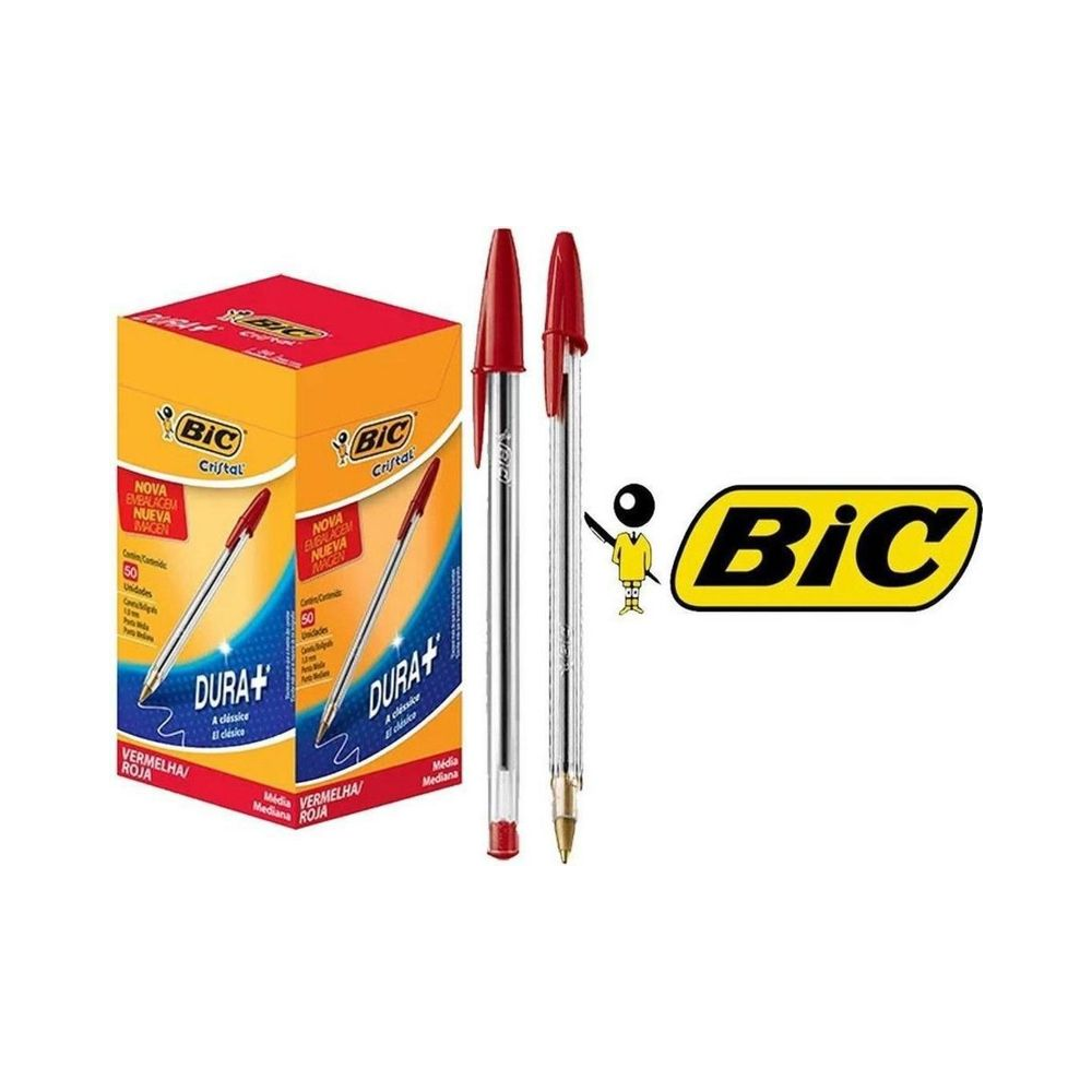 Caneta Esferogr&aacute;fica 1.0mm BIC Cristal Vermelha Caixa com 50 Unidades