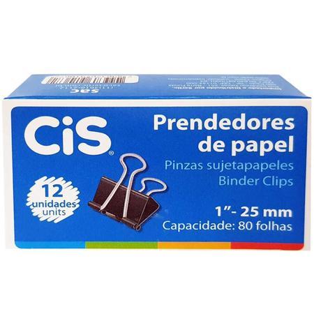 Prendedor de Papel 25mm 80 folhas CIS 12 unidades