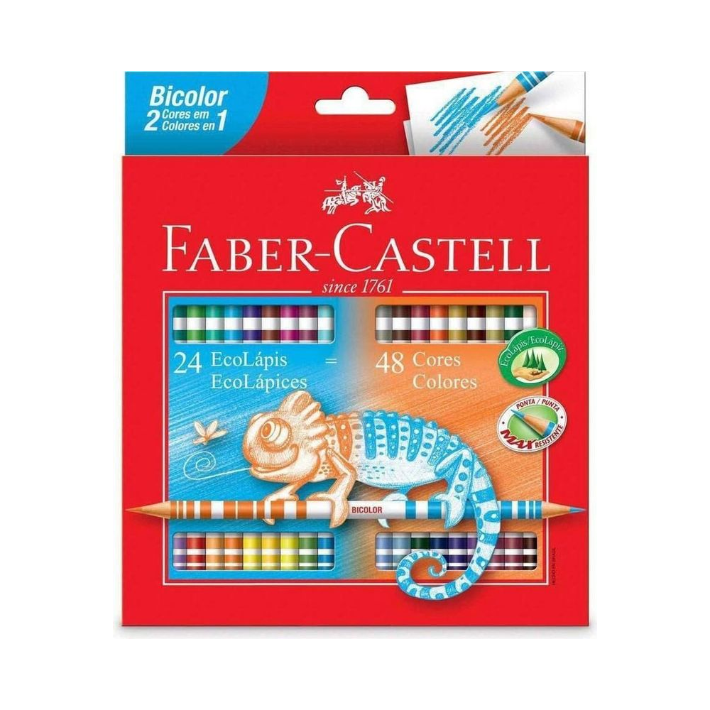 L&aacute;pis de Cor Bicolor 120624G Faber-Castell Colorido 48 Cores