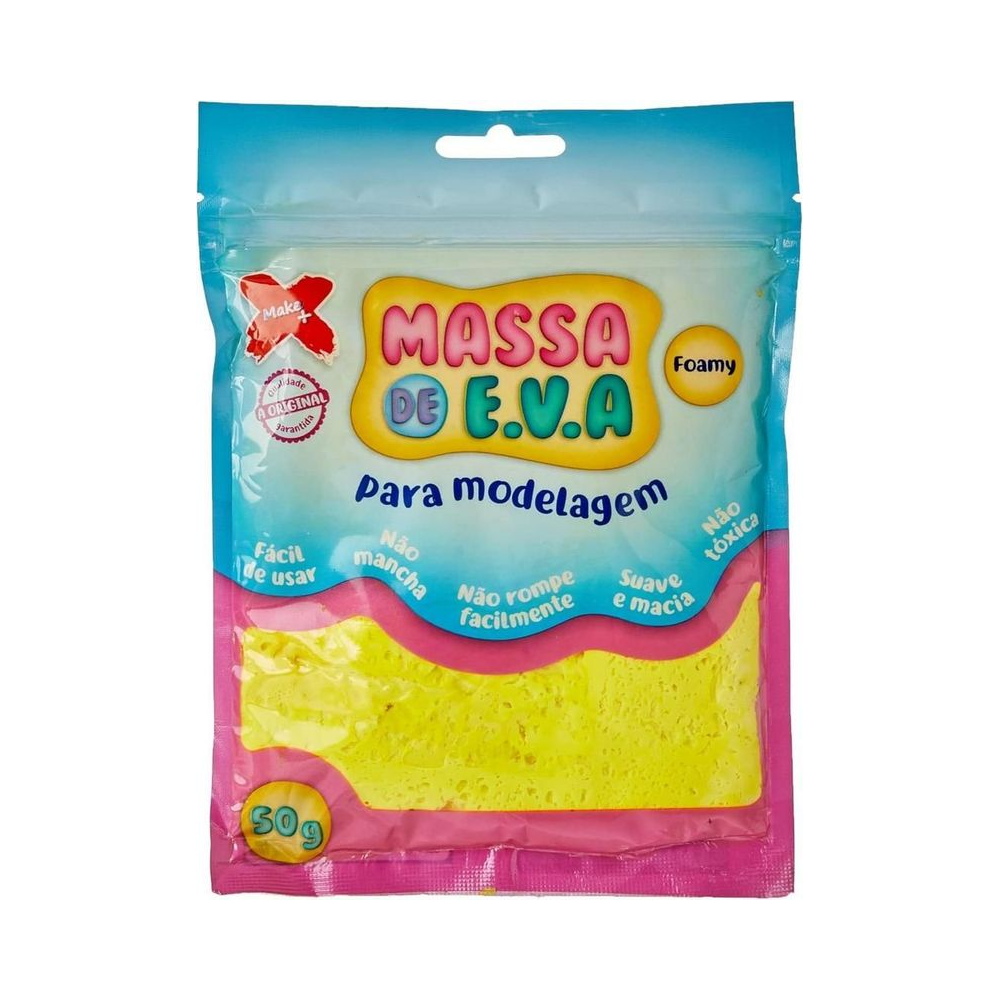 MASSA DE EVA PARA ARTESANATO 50G MAKE+ AMARELO