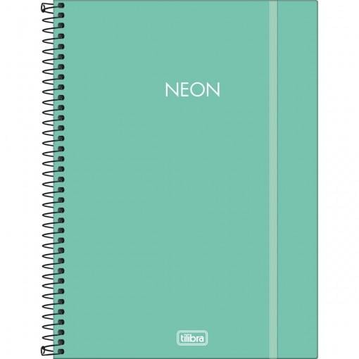 Caderno Universit&aacute;rio Capa Pl&aacute;stica Espiral Neon 1 Mat&eacute;ria 80 Folhas Turquesa Tilibra