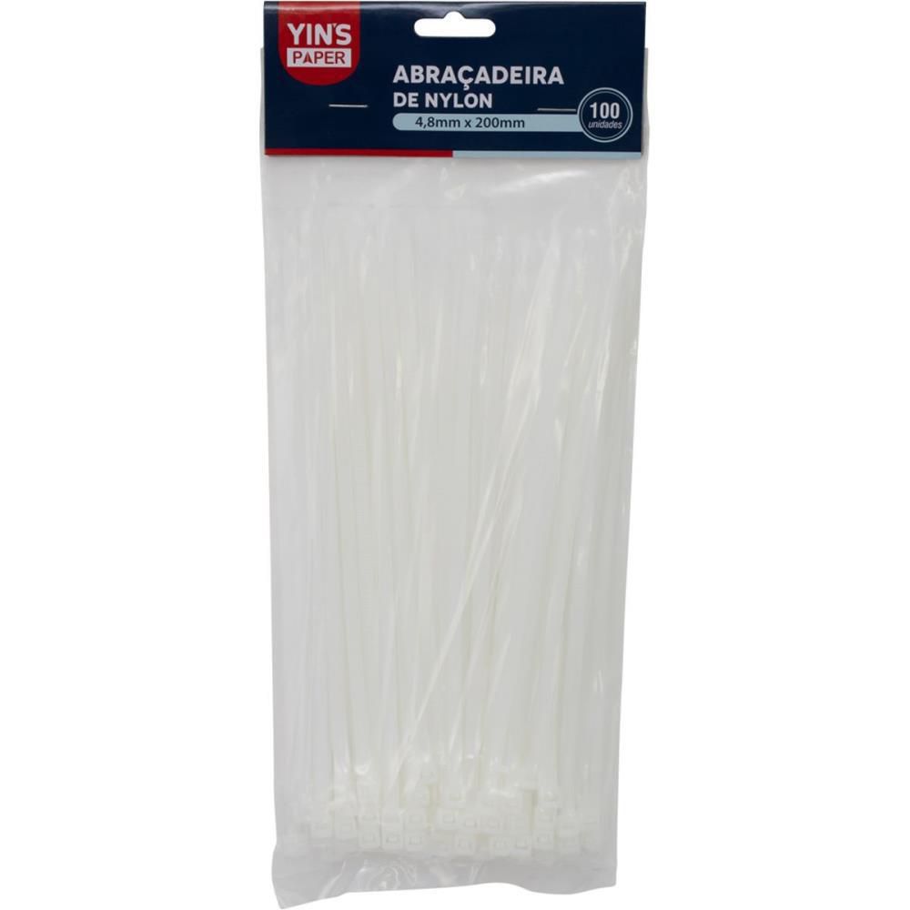 Abraçadeira de Nylon YINS Paper Cristal 4.8mm x 200mm 100 unidades