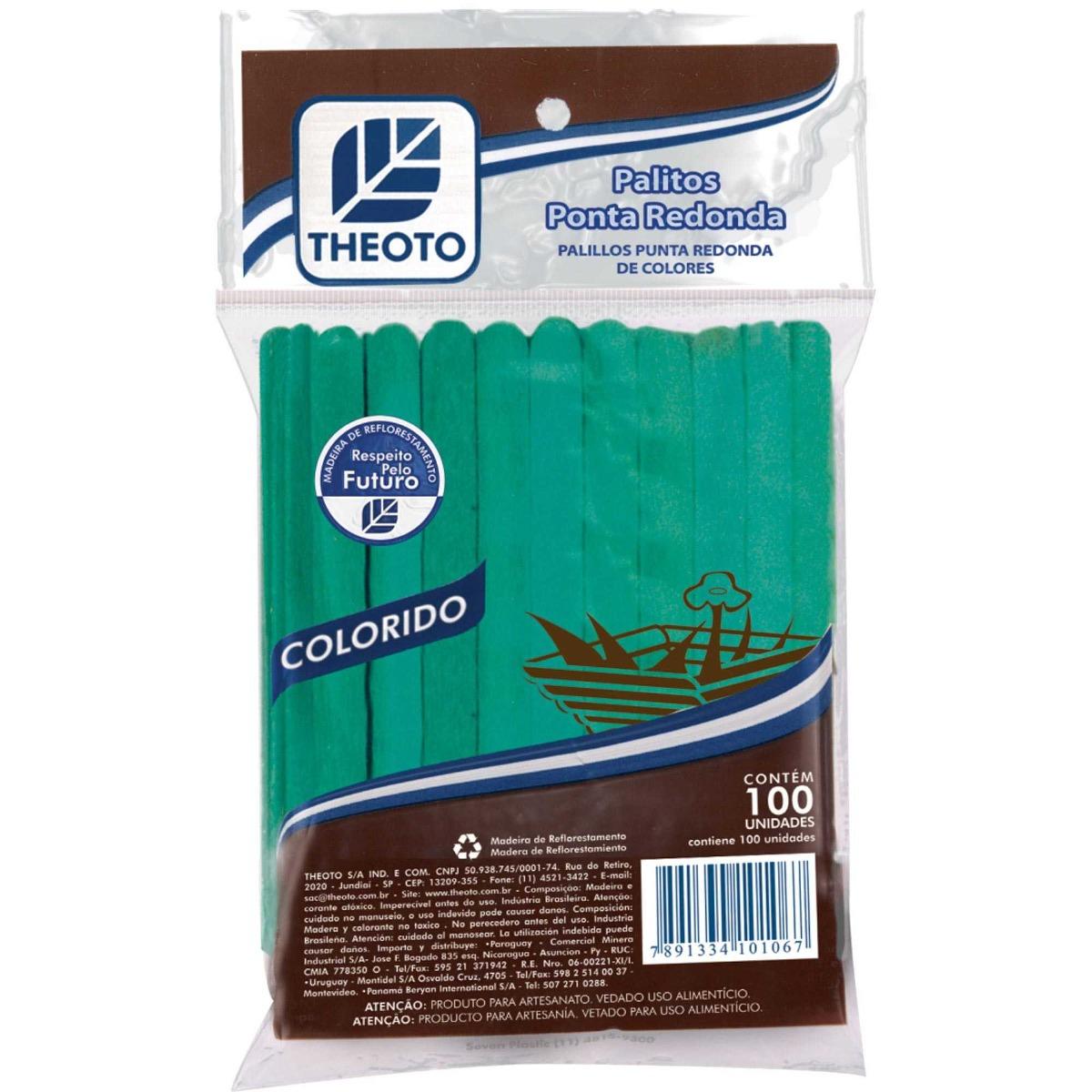 Palito de Sorvete Verde Palitos Theoto com 100