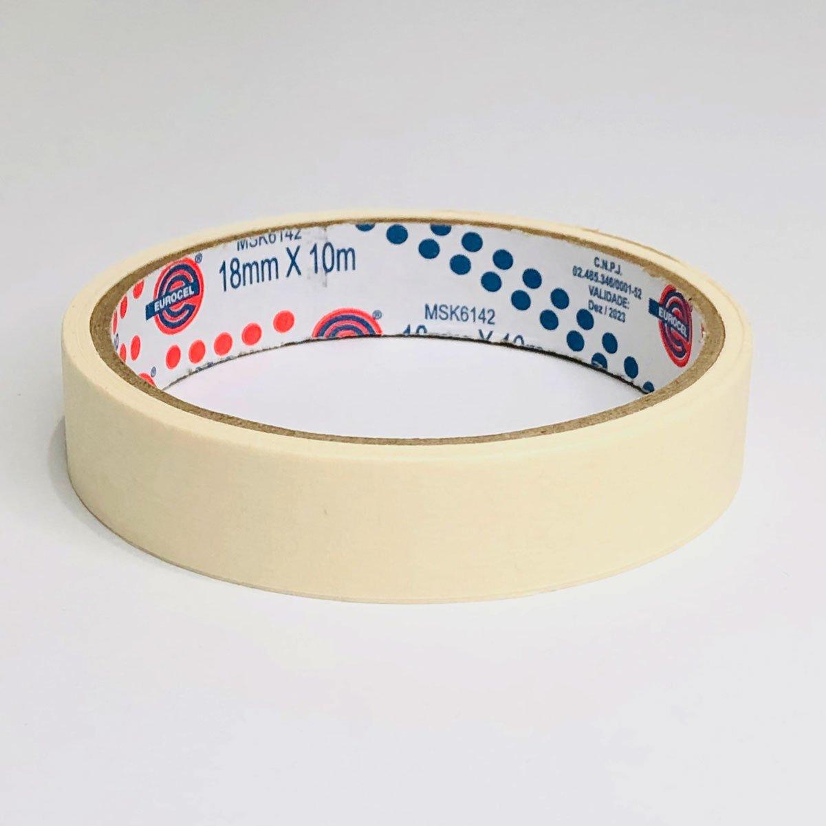 Fita Crepe Eurocel Uso Geral 18mm x 10m Unit&aacute;ria