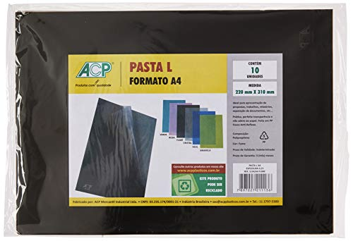 Pasta L Formato A4 ACP Fumê 220mm x 310mm com 10 Unidades