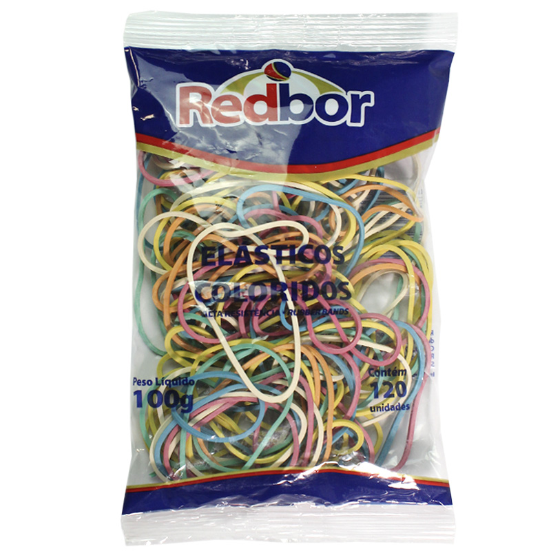 El&aacute;stico Colorido 100g C/120 Unidades - Redbor