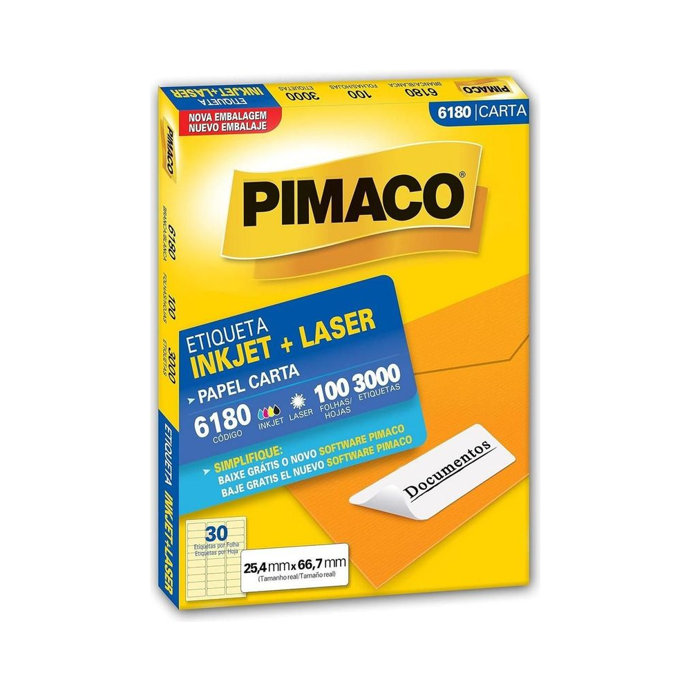 Etiqueta Inkjet Laser 25.4x66.7mm Pimaco Carta Branco