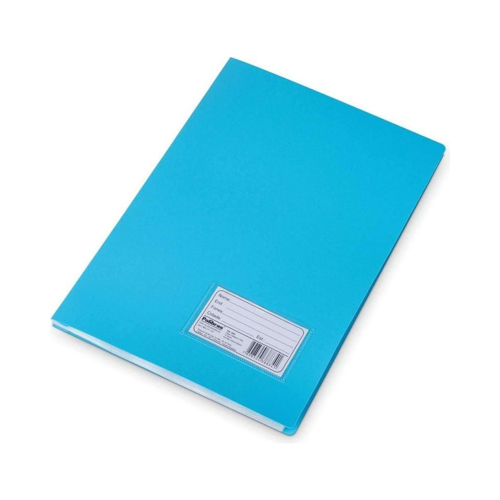 Pasta Cat&aacute;logo Pl&aacute;stica Of&iacute;cio Polibras Azul 10 Envelopes