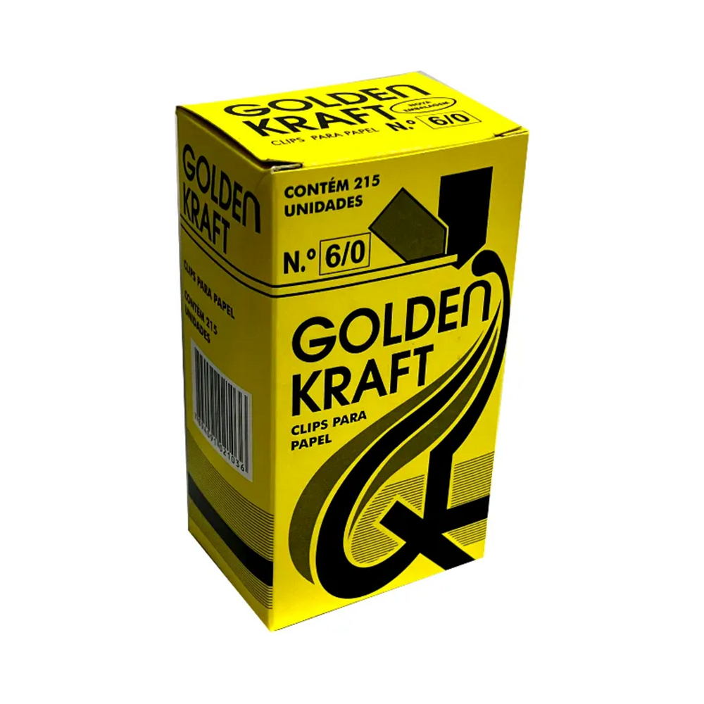 Clips para Papel 6/0 Golden Kraft com 215 unidades