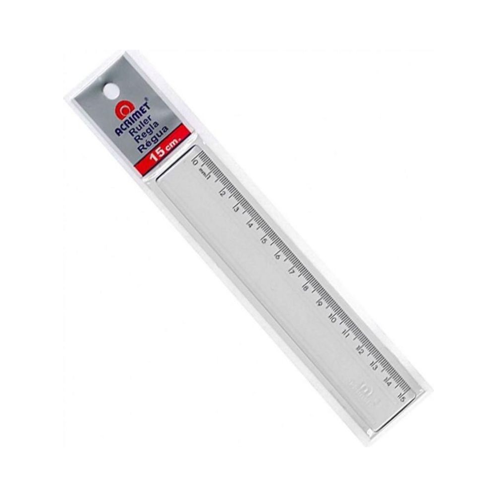 R&eacute;gua Acr&iacute;lica Transparente 15cm Acrimet Unit&aacute;ria