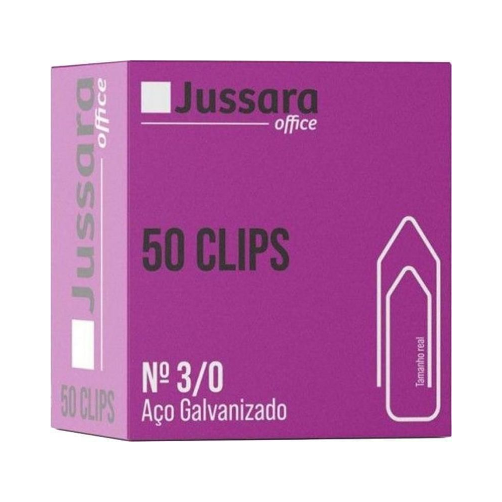 Clips A&ccedil;o Galvanizado N&ordm; 3/0 Jussara Office com 50 unidades
