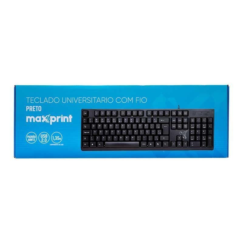 Teclado universitário com fio Maxprint Preto UBS 2.0 1.35m