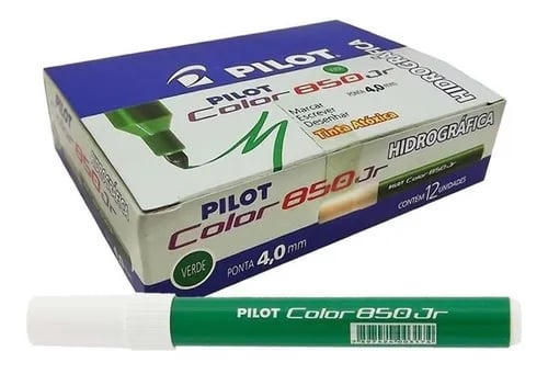 Caneta Hidrogr&aacute;fica Pilot Color 850 Jr 4.0 Verde 12 un