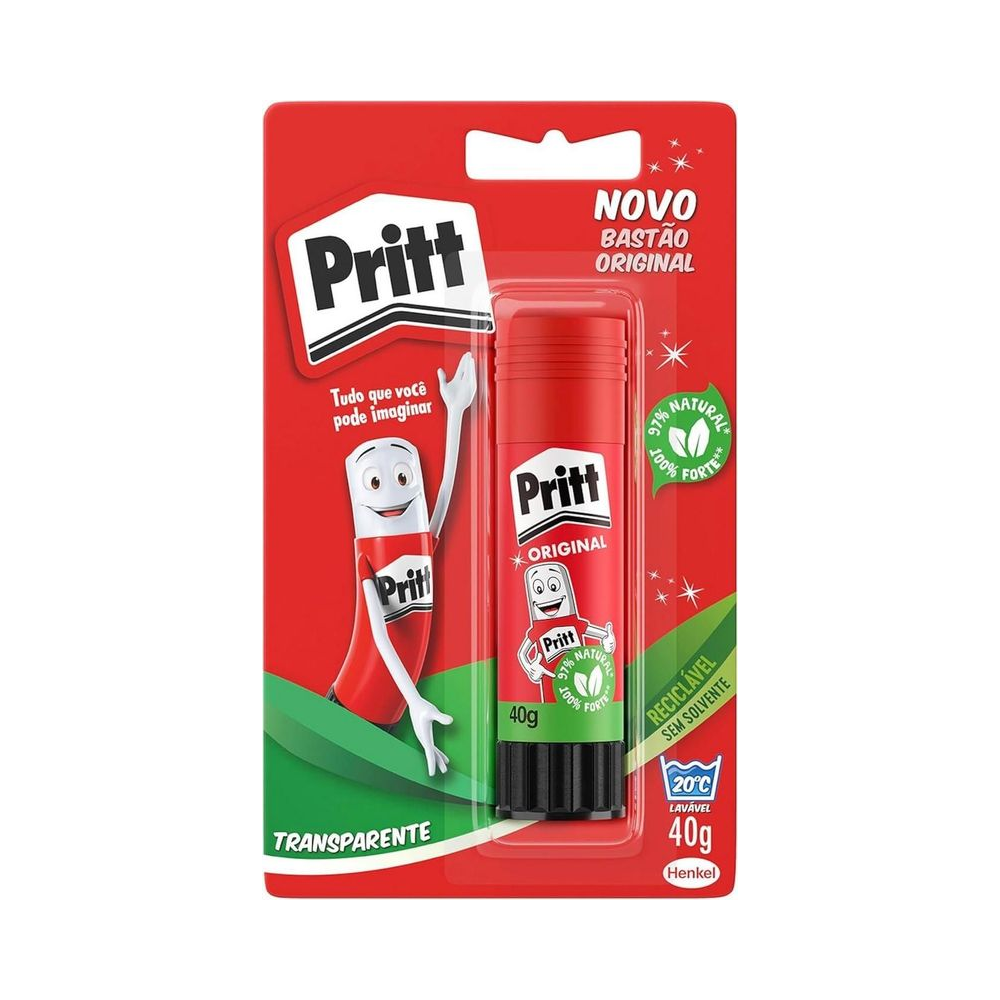 Cola Bast&atilde;o Pritt Original 40g Lav&aacute;vel Branco