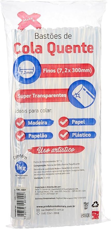 Bastões de Cola Quente 7.2mm x 300mm Make+ 1kg