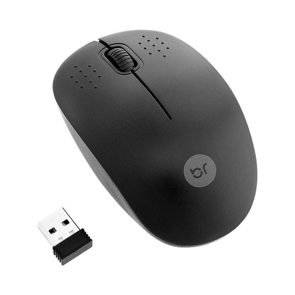 Mouse &Oacute;ptico sem Fio Mal&aacute;sia Preto 800 dpi 3 bot&otilde;es - Bright