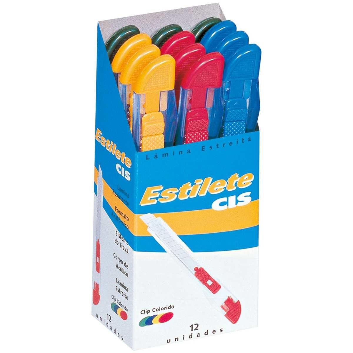 Estilete Estreito CIS Color Cores Sortidas 12 unidades