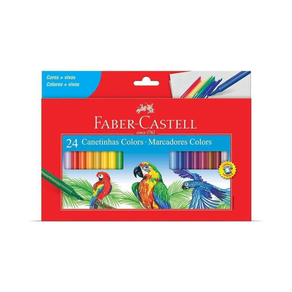Canetinha Hidrogr&aacute;fica Colors Faber-Castell 24 Cores Multicolorido