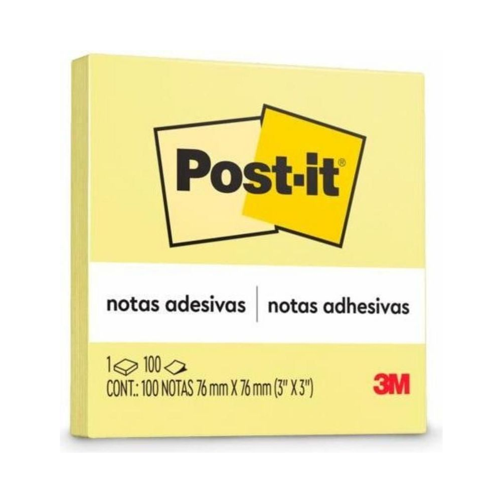 Notas Adesivas Post-it 100 folhas 76mm x 76mm Amarelo Can