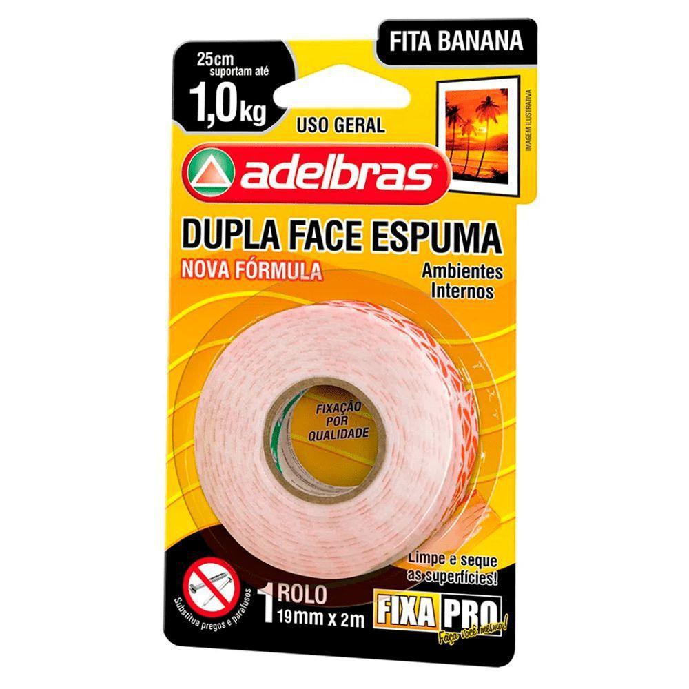 Fita Dupla Face Espuma Ambientes Internos Adelbras 19mm x 2m