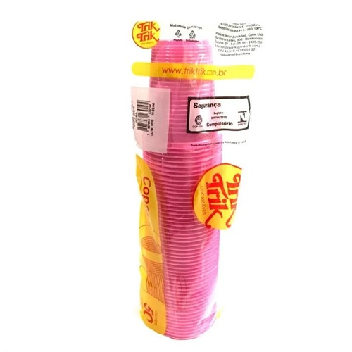 Copo Descart&aacute;vel Triktrik 200ml Rosa 50 Unidades