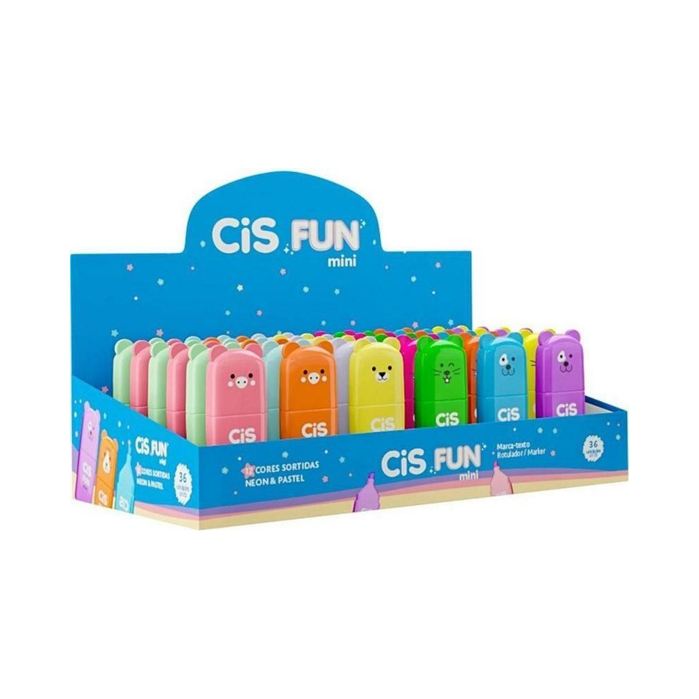 Caneta Marca Texto Fun Mini Cis 12 Cores Sortidas