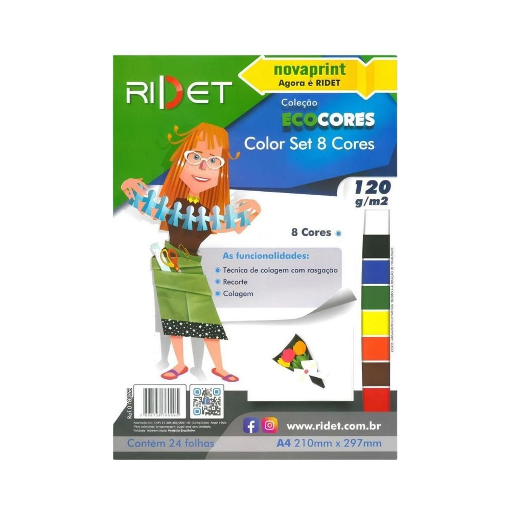 Bloco Eco Color Set A4 8 Cores 24 Folhas