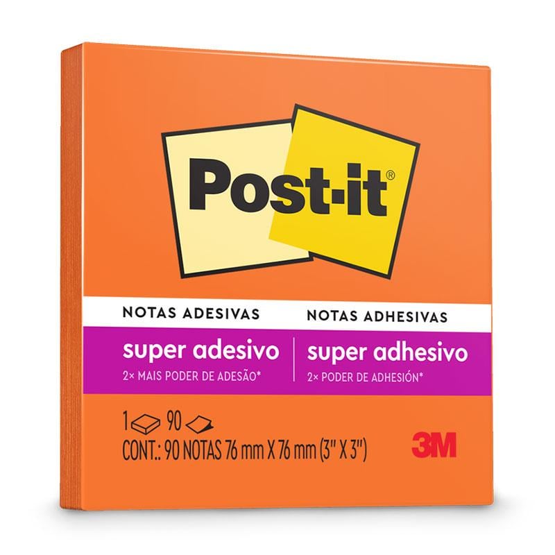 Bloco Adesivo  1 Furo 76x76mm Post-it Papel Laranja