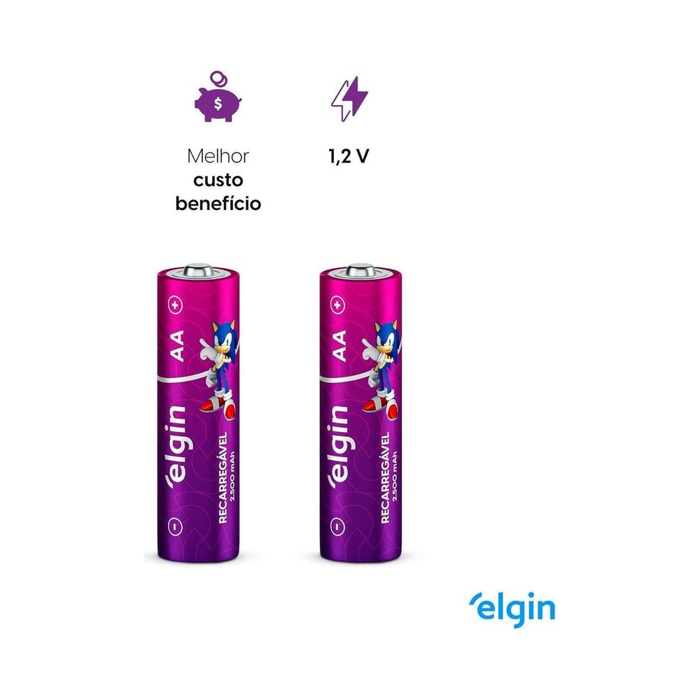 Pilhas Recarregáveis AA 2500mAh Elgin