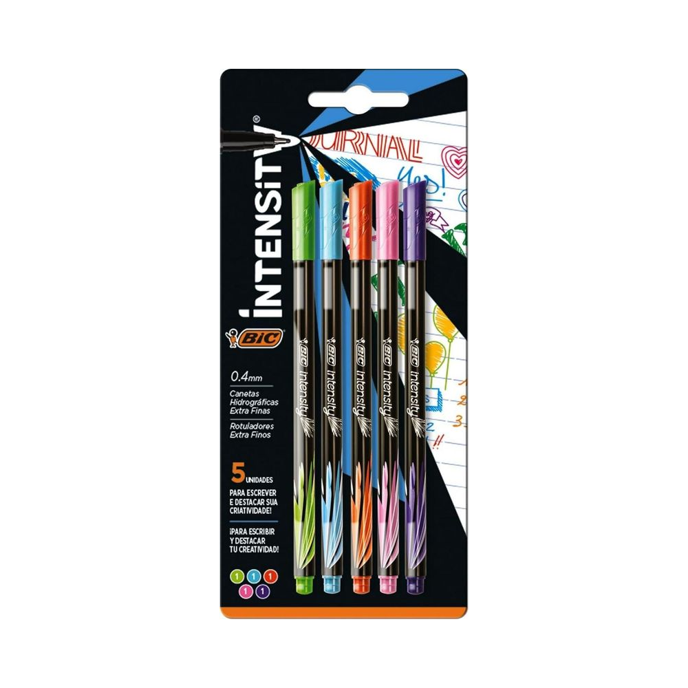 Caneta Porosa Intensity 0.4mm BIC Multicor com 5 Cores