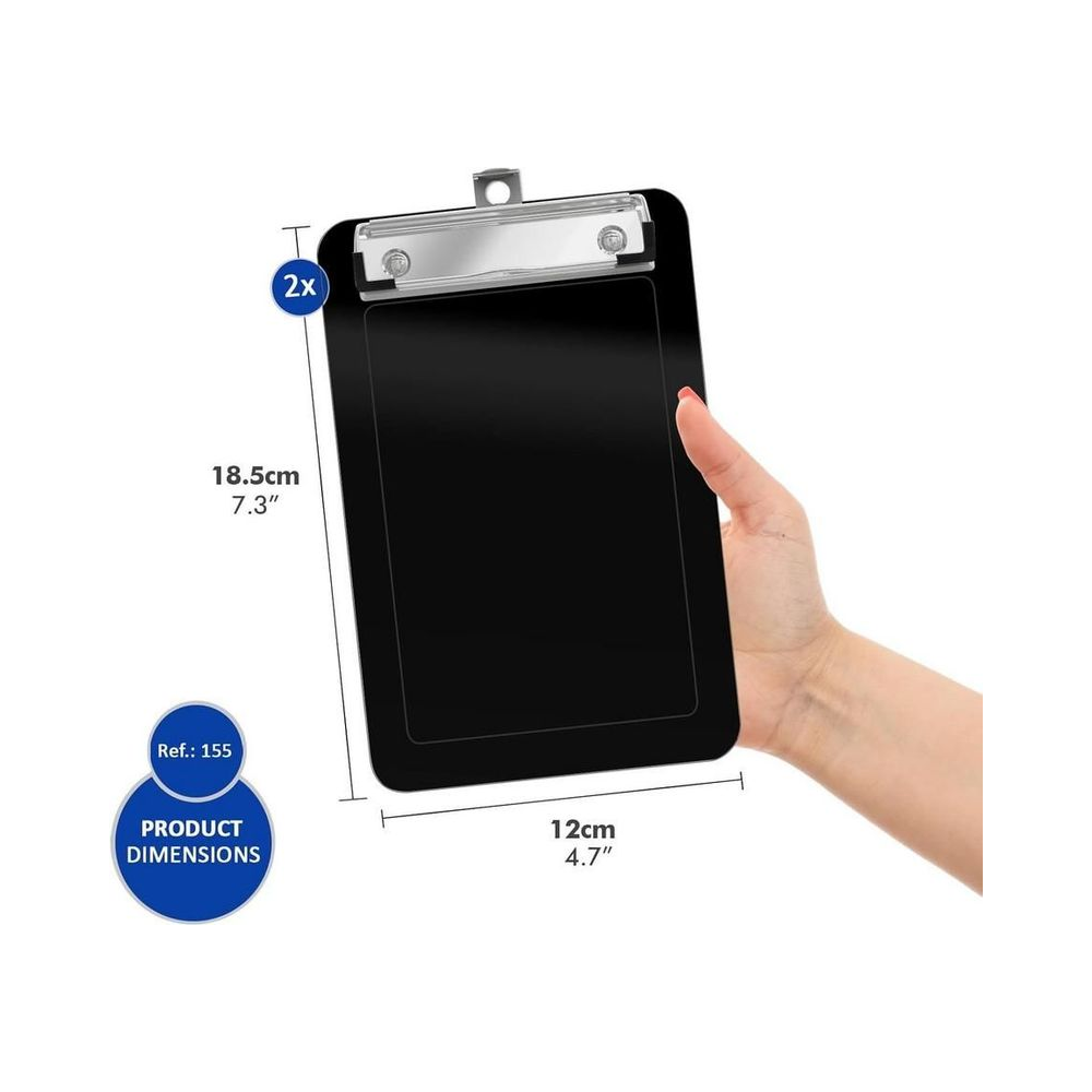 Prancheta Pl&aacute;stica A6 Acrimet Preta com Prendedor Met&aacute;lico e 50 Folhas