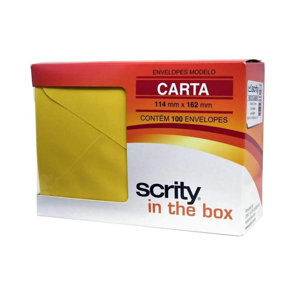 Envelope Carta 114x162mm Amarelo Scrity 100 un